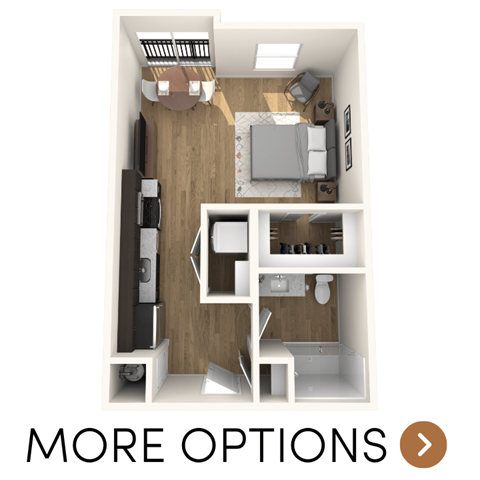 Floor plan for studio, 1 bath, 576 sqft